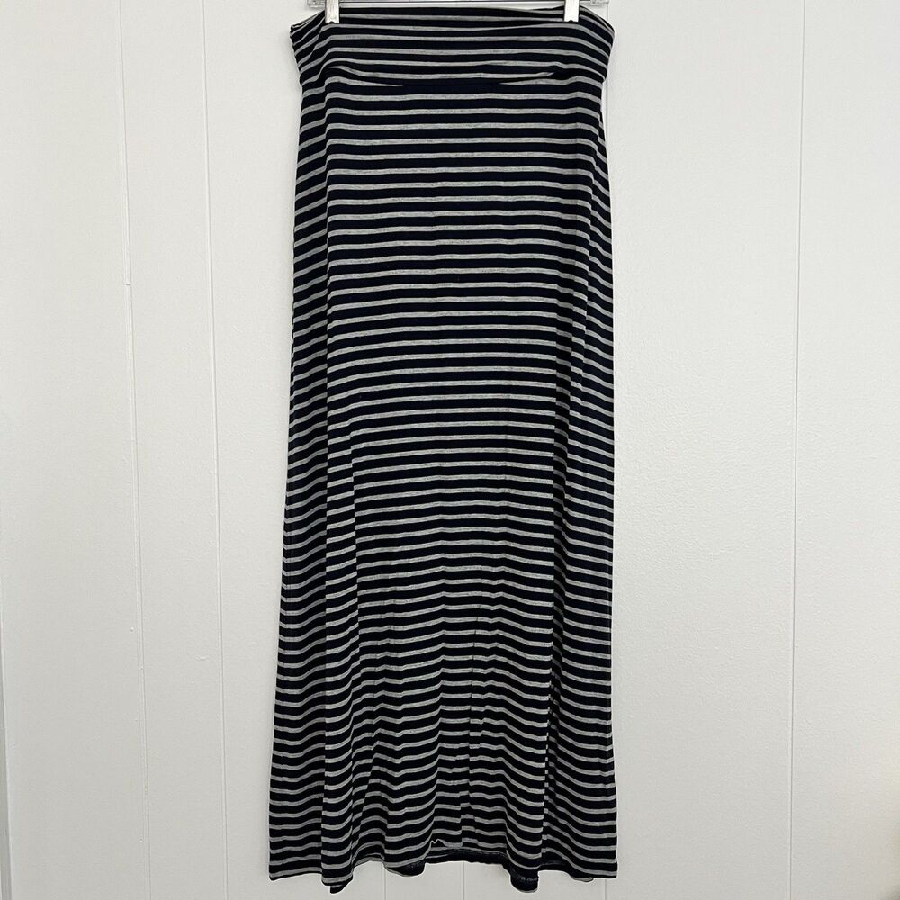 J.Crew Stripe Maxi Skirt Navy Gray Casual Alt Grunge Coastal Nautical Women's S